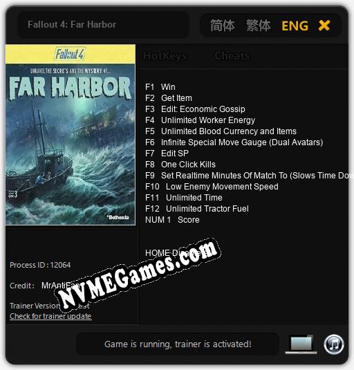 Fallout 4: Far Harbor: Treinador (V1.0.10)