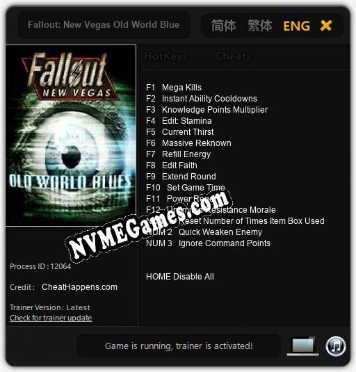 Fallout: New Vegas Old World Blues: Cheats, Trainer +15 [CheatHappens.com]