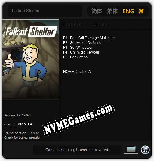 Fallout Shelter: Trainer +5 [v1.4]