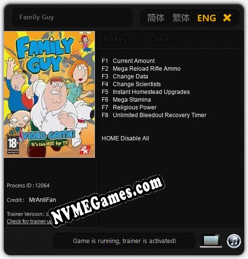 Treinador liberado para Family Guy [v1.0.5]