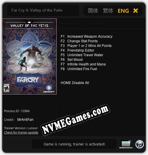 Far Cry 4: Valley of the Yetis: Cheats, Trainer +8 [MrAntiFan]