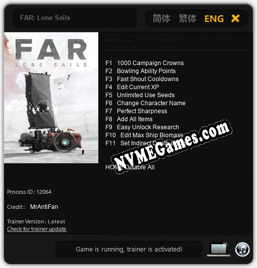 FAR: Lone Sails: Treinador (V1.0.16)