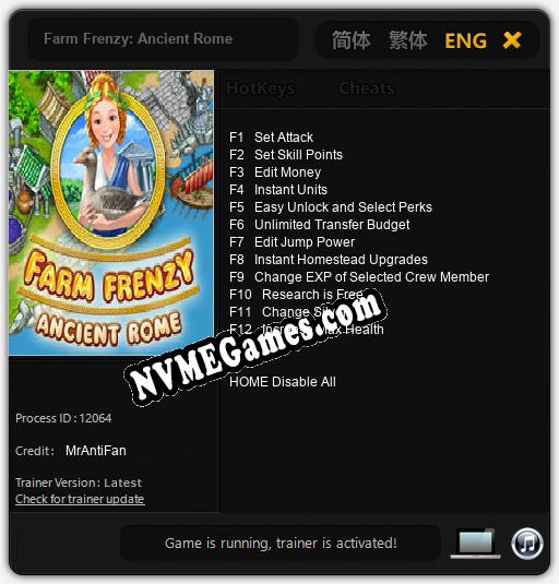 Farm Frenzy: Ancient Rome: Treinador (V1.0.32)