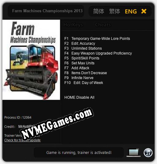 Farm Machines Championships 2013: Cheats, Trainer +10 [MrAntiFan]