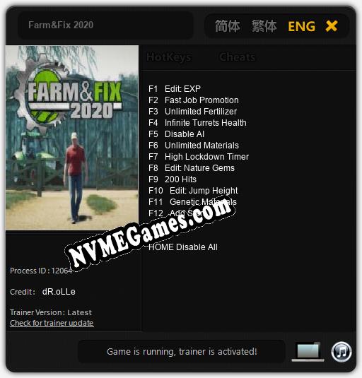 Treinador liberado para Farm&Fix 2020 [v1.0.8]