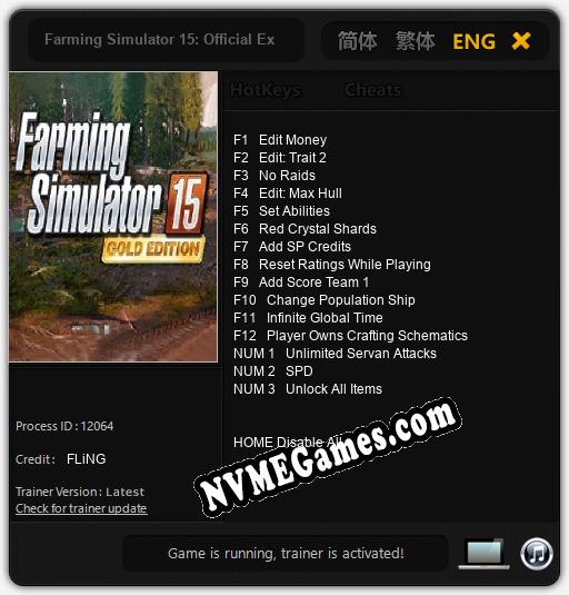 Farming Simulator 15: Official Expansion: Cheats, Trainer +15 [FLiNG]