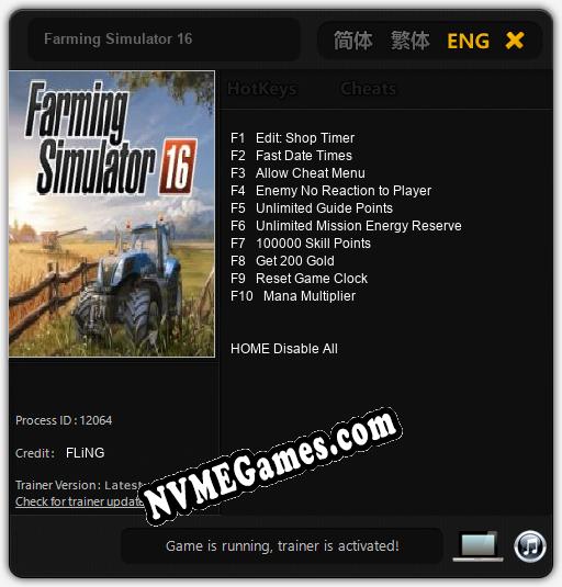 Farming Simulator 16: Treinador (V1.0.21)