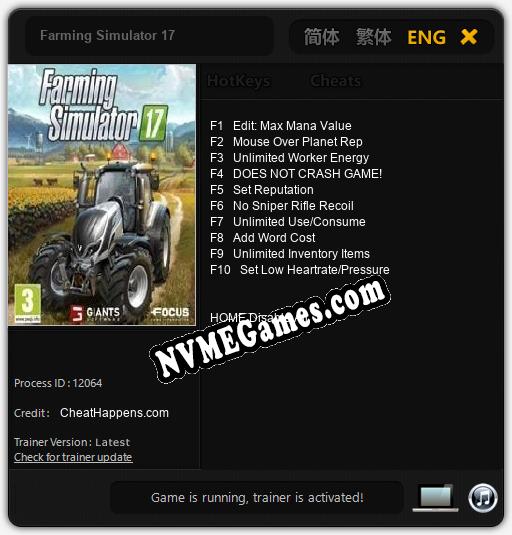 Treinador liberado para Farming Simulator 17 [v1.0.7]