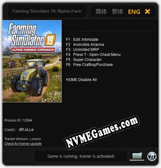 Farming Simulator 19: Alpine Farming Expansion: Treinador (V1.0.3)