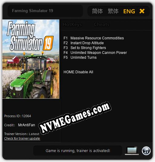 Farming Simulator 19: Trainer +5 [v1.7]