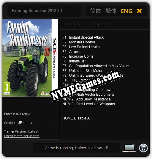 Treinador liberado para Farming Simulator 2012 3D [v1.0.6]