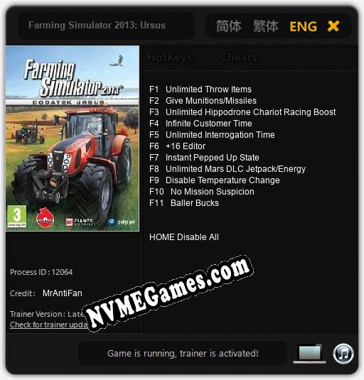 Farming Simulator 2013: Ursus: Cheats, Trainer +11 [MrAntiFan]