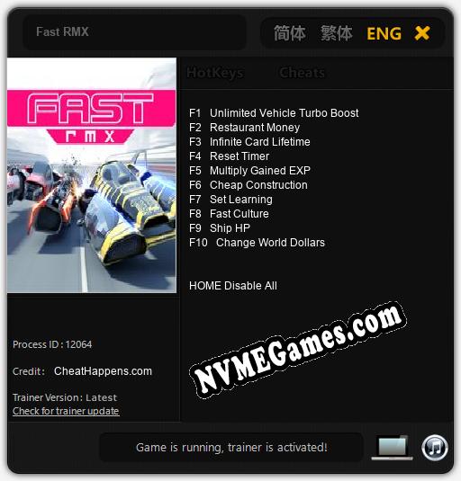 Fast RMX: Cheats, Trainer +10 [CheatHappens.com]