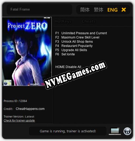 Treinador liberado para Fatal Frame [v1.0.8]