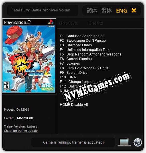 Fatal Fury: Battle Archives Volume 2: Cheats, Trainer +13 [MrAntiFan]