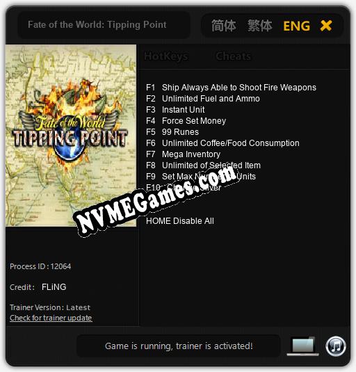 Fate of the World: Tipping Point: Cheats, Trainer +10 [FLiNG]