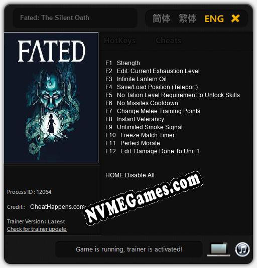 Fated: The Silent Oath: Cheats, Trainer +12 [CheatHappens.com]