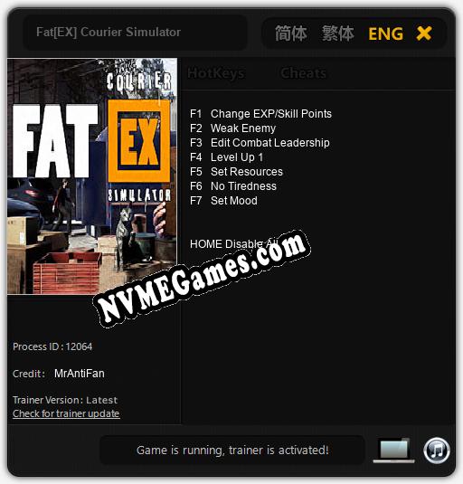 Fat[EX] Courier Simulator: Trainer +7 [v1.5]