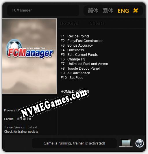 FCManager: Cheats, Trainer +10 [dR.oLLe]