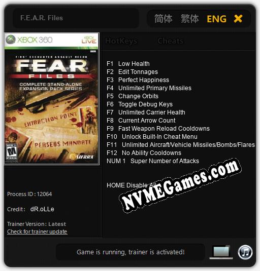 F.E.A.R. Files: Treinador (V1.0.37)