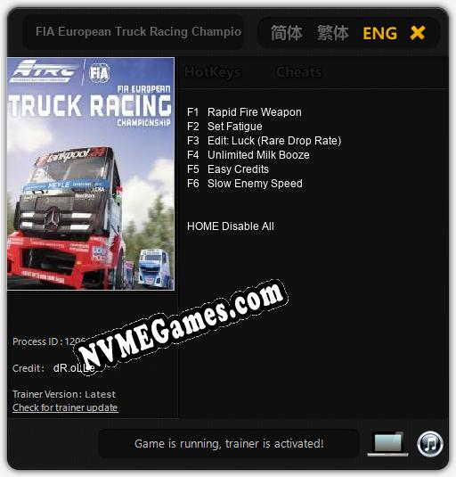 FIA European Truck Racing Championship: Cheats, Trainer +6 [dR.oLLe]