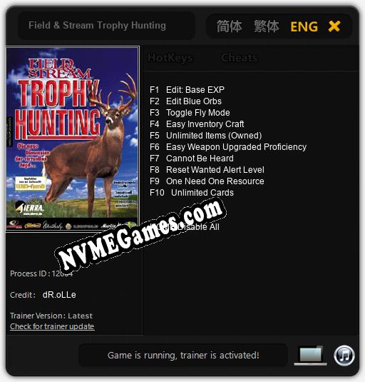 Field & Stream Trophy Hunting: Trainer +10 [v1.6]