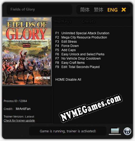 Treinador liberado para Fields of Glory [v1.0.2]