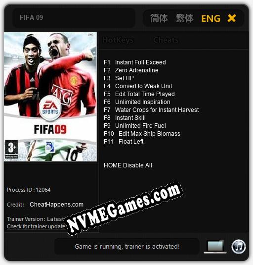 FIFA 09: Cheats, Trainer +11 [CheatHappens.com]