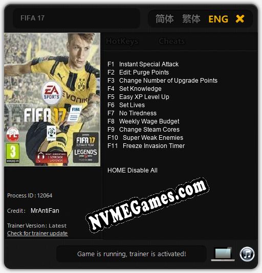 FIFA 17: Cheats, Trainer +11 [MrAntiFan]