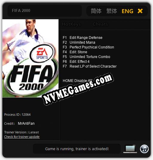 FIFA 2000: Cheats, Trainer +7 [MrAntiFan]