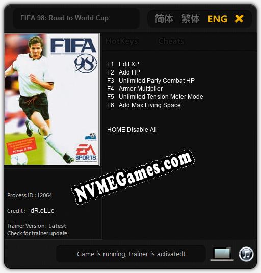 Treinador liberado para FIFA 98: Road to World Cup [v1.0.8]