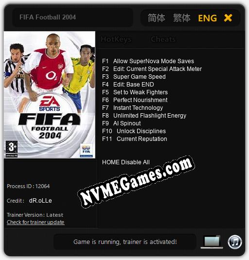 FIFA Football 2004: Cheats, Trainer +11 [dR.oLLe]