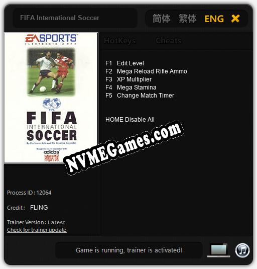 FIFA International Soccer: Cheats, Trainer +5 [FLiNG]