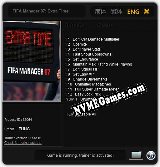 Treinador liberado para FIFA Manager 07: Extra Time [v1.0.2]