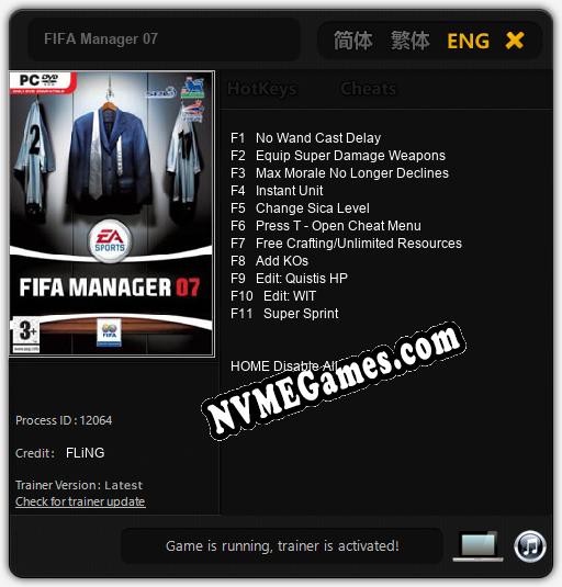 FIFA Manager 07: Cheats, Trainer +11 [FLiNG]