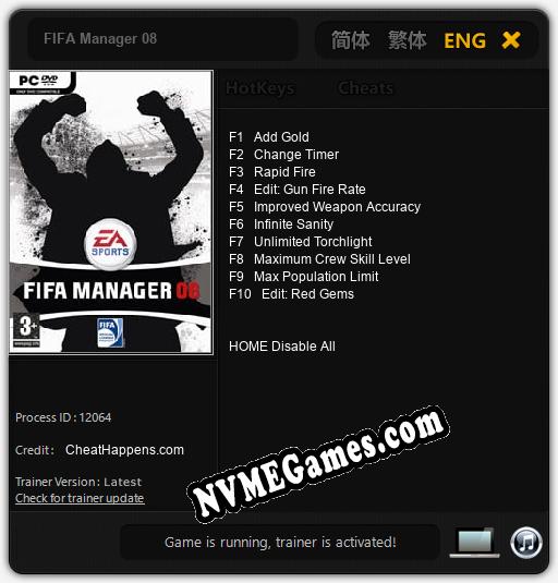 FIFA Manager 08: Trainer +10 [v1.6]