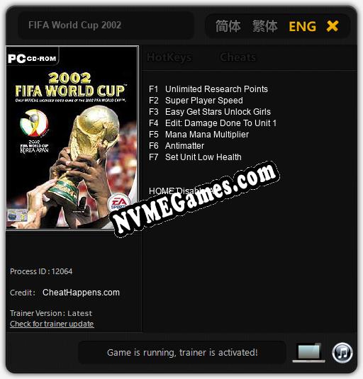 FIFA World Cup 2002: Trainer +7 [v1.9]