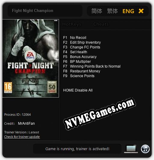 Fight Night Champion: Trainer +9 [v1.4]