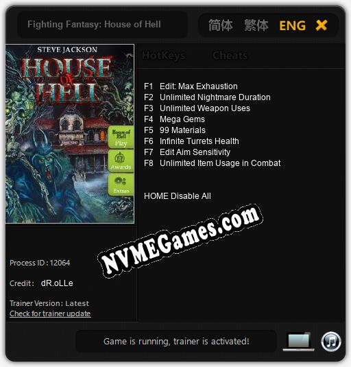 Fighting Fantasy: House of HelI: Treinador (V1.0.3)