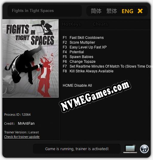 Fights in Tight Spaces: Trainer +8 [v1.2]