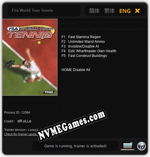 Fila World Tour Tennis: Trainer +5 [v1.5]