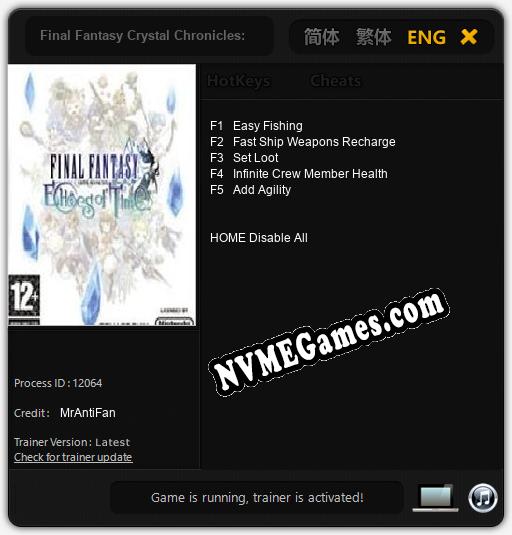 Final Fantasy Crystal Chronicles: Echoes of Time: Trainer +5 [v1.2]