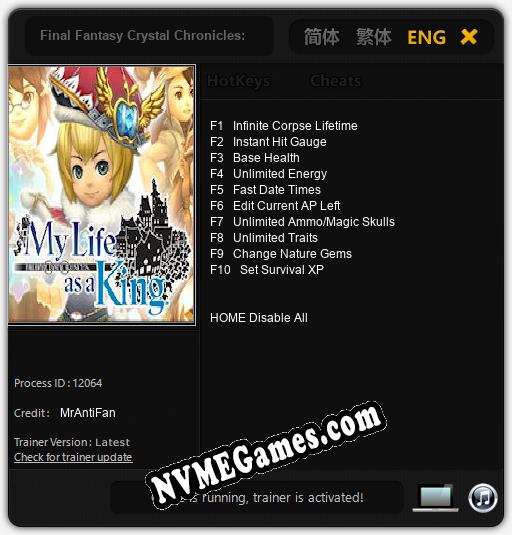 Final Fantasy Crystal Chronicles: My Life as a King: Trainer +10 [v1.1]