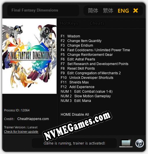 Final Fantasy Dimensions: Cheats, Trainer +15 [CheatHappens.com]