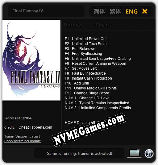 Final Fantasy IV: Cheats, Trainer +15 [CheatHappens.com]