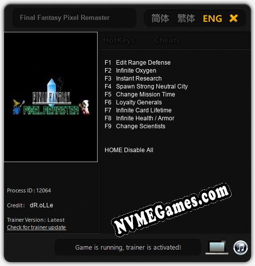 Final Fantasy Pixel Remaster: Cheats, Trainer +9 [dR.oLLe]