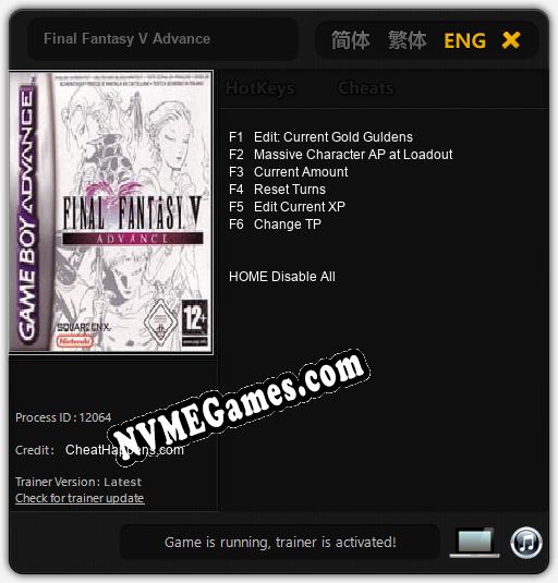 Final Fantasy V Advance: Treinador (V1.0.7)