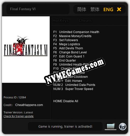 Treinador liberado para Final Fantasy VI [v1.0.4]