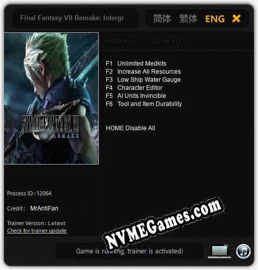 Final Fantasy VII Remake: Intergrade: Trainer +6 [v1.4]