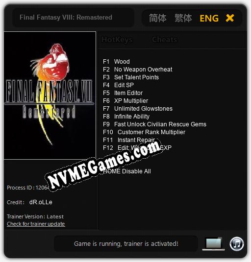 Final Fantasy VIII: Remastered: Treinador (V1.0.48)